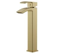 Colore Square High Rise Basin Mixer Tap | Brushed Brass | 54mm x 315mm x 151.5mm