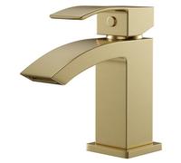 Colore Square Mini Mono Basin Mixer Tap | Brushed Brass | 48mm x 130mm x 134mm