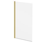 Colore Square Single Section Bath Shower Screen | Brushed Brass | Glass/Aluminium | 785mm