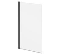 Colore Square Single Section Bath Shower Screen | Gunmetal Grey | Glass/Aluminium | 770mm
