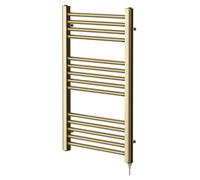 Colore Straight Electric Heated Towel Rail | Brushed Brass | Mild Steel | 800mm x 500mm