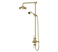 Colore Traditional Thermostatic Shower Bar Valve and Rigid Riser Kit with Diverter | Brushed Brass | Stainless Steel | 210mm x 1300mm x 550mm