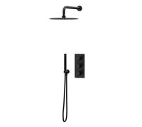 Colore Triple Thermostatic Valve Mixer Shower Including Round Fixed Shower Head | Matt Black | Stainless Steel | 300mm