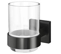 Colore Vector and Glass Wall Mounted Bathroom Tumbler | Gunmetal Grey | 70mm x 100mm x 115mm