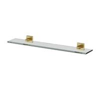 Colore Vector and Glass Wall Mounted Vanity Shelf | Brushed Brass | 600mm