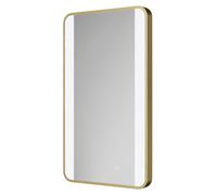 Colore Wade Illuminated Dimmable LED Mirror with Demister and Touch Sensor | Brushed Brass | Glass/Aluminium | 400mm x 700mm