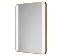 Colore Wade Illuminated Dimmable LED Mirror with Demister and Touch Sensor | Brushed Brass | Glass/Aluminium | 500mm x 700mm