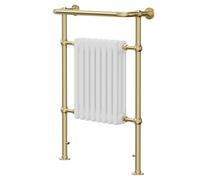 Colore Windsor and White Traditional Radiator | Brushed Brass | Mild Steel | 950mm x 660mm