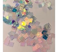 Colored Acrylic Sheets - 50/100-Pack Double-Sided Holographic Squares | Iridescent Mini Tiles for DIY Crafts, Light Shadow Artwork & Home Decoration