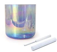 Colored Alchemy Crystal Singing Bowl with Crystal Striker Suede Mallet & O-ring, Clear Chakra Sound Bowl for Yoga Meditation Sound Bath(432Hz,8 inch E Note)