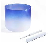 Colored Alchemy Crystal Singing Bowl with Crystal Striker Suede Mallet & O-ring, Clear Chakra Sound Bowl for Yoga Meditation Sound Bath, Blue Gradient(440Hz,8 inch C Note)