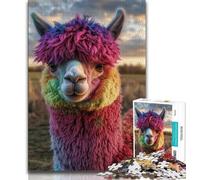Colored Alpaca Jigsaw Puzzles for Adults 1000 Piece Puzzle,Brain Teaser Game Wall Decoration Unique Birthday And Xmas Gifts 50x75cm
