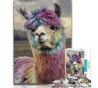 Colored Alpaca Jigsaw Puzzles for Teenagers 1000 Jigsaws,Toys Educational Games Stress Relieving Wishlist with Santa Claus 50x75cm