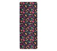 Colored Art Hummingbird Boho Non-slip carpet for hot yoga printed, non slip, hot yoga towel mat with bag tapete para ejercicio 71x26 inches
