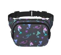 Colored Beautiful Mermaid Print Waist Pack Fanny Pack Belt Bag for Men Women,Waterproof Adjustable Strap 3 Pockets for Outdoor Travel