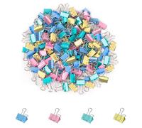 Colored Binder Clips 15 mm 100 Pieces, Small Colorful Metal Foldback Bulldog Clips, Mini Micro Tiny Little File Money Document Stationary Paper Clamps for Office Home School Supplies