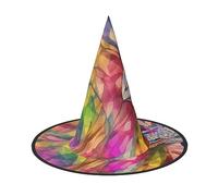 Colored Butterfly Printed Pattern Print Halloween Cone Witch Hat Cosplay for Wizards Masquerade Halloween Party Accessories.