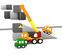 Colored cars and the clever crane