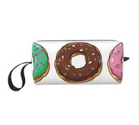 Colored Cartoon Donuts Printing Makeup Bag for Women Girl Portable Travel Cosmetic Bag Makeup Pouch Organizer with Handle