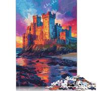 Colored Castell Caernarfon 500 Piece Jigsaw Puzzle Family Fun Jigsaws for Adults And Challenging Game,stress Relief Games And Unique Gifts 500pcs (52x38cm)