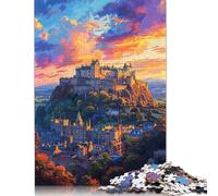 Colored Castell Caernarfon Puzzles 500 Piece Jigsaw Puzzle for Adults Impossible Jigsaw Puzzles Wood Toys Jigsaw Challenging Game 500pcs (52x38cm)