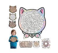 Colored Cat Shaped Wooden Jigsaw Puzzle,Cute CatsShaped Wooden Puzzle,Challenging IrregularJigsaw with Frame,Unique Animal Shape Wood Puzzles,Creative Gift for Cats Lovers,Relaxing Puzzles&Home Decor