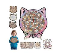 Colored Cat Shaped Wooden Jigsaw Puzzle,Cute CatsShaped Wooden Puzzle,Challenging IrregularJigsaw with Frame,Unique Animal Shape Wood Puzzles,Creative Gift for Cats Lovers,Relaxing Puzzles&Home Decor