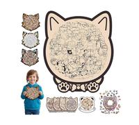 Colored Cat Shaped Wooden Jigsaw Puzzle,Cute CatsShaped Wooden Puzzle,Challenging IrregularJigsaw with Frame,Unique Animal Shape Wood Puzzles,Creative Gift for Cats Lovers,Relaxing Puzzles&Home Decor