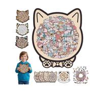 Colored Cat Shaped Wooden Jigsaw Puzzle,Cute CatsShaped Wooden Puzzle,Challenging IrregularJigsaw with Frame,Unique Animal Shape Wood Puzzles,Creative Gift for Cats Lovers,Relaxing Puzzles&Home Decor