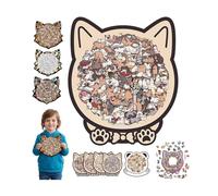 Colored Cat Shaped Wooden Jigsaw Puzzle,Cute CatsShaped Wooden Puzzle,Challenging IrregularJigsaw with Frame,Unique Animal Shape Wood Puzzles,Creative Gift for Cats Lovers,Relaxing Puzzles&Home Decor