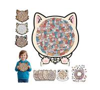 Colored Cat Shaped Wooden Jigsaw Puzzle,Cute CatsShaped Wooden Puzzle,Challenging IrregularJigsaw with Frame,Unique Animal Shape Wood Puzzles,Creative Gift for Cats Lovers,Relaxing Puzzles&Home Decor