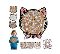 Colored Cat Shaped Wooden Jigsaw Puzzle,Cute CatsShaped Wooden Puzzle,Challenging IrregularJigsaw with Frame,Unique Animal Shape Wood Puzzles,Creative Gift for Cats Lovers,Relaxing Puzzles&Home Decor