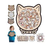 Colored Cat Shaped Wooden Jigsaw Puzzle,Cute CatsShaped Wooden Puzzle,Challenging IrregularJigsaw with Frame,Unique Animal Shape Wood Puzzles,Creative Gift for Cats Lovers,Relaxing Puzzles&Home Decor