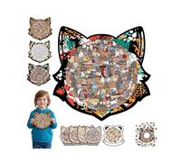Colored Cat Shaped Wooden Jigsaw Puzzle,Cute CatsShaped Wooden Puzzle,Challenging IrregularJigsaw with Frame,Unique Animal Shape Wood Puzzles,Creative Gift for Cats Lovers,Relaxing Puzzles&Home Decor
