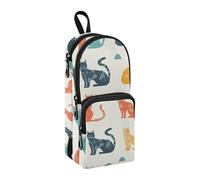 Colored Cats Pencil Case, Big Capacity Pen Bag with Compartment Students Schoolbag Shape Stationery Organizer Pencil Pouch Marker Case for School Office Work