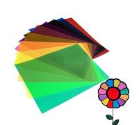 Colored Cellophane Sheets - 10-Pack Transparent PVC Film A4 Sheets | Colorful Cellophane Paper for Crafts, Art Projects, Light Filters & DIY Decorations - Red, Blue, Green, Yellow, Pink & More