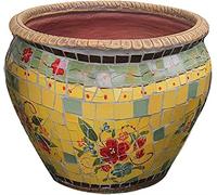 Colored Ceramic Mosaic Flower Pot Outdoor Garden Villa Painted Ceramic Mexican Plant Pot Art Flower Pot Succulent Bonsai Planter Creative Classic with Holes,Onecolor-S