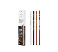 Colored Charcoal Pencils, 12-Pack Sketch Art Set with 4mm Lead Core, Wood Matte Finish, Multi-Color Drawing Sticks for Artists (4-color charcoal pen)