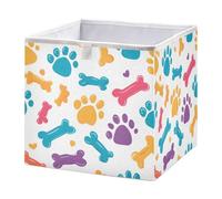 Colored Claw Print Bones Cube Storage Boxes 28x28x28 cm Square Bins Collapsible Cube Box Organiser for Organising Clothes
