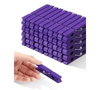Colored Clothespins, Colorful Clothes Pins Wooden Clips Rainbow Colors 50 Pack Decorative Crafts Pegs Photos Pictures Decoration Clip Clothing Hanging Closepins, 2.9 Inch 5 PCS Per Color (Purple)