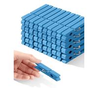 Colored Clothespins, Colorful Clothes Pins Wooden Clips Rainbow Colors 50 Pack Decorative Crafts Pegs Photos Pictures Decoration Clip Clothing Hanging Closepins, 2.9 Inch 5 PCS Per Color (Light Blue)