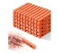 Colored Clothespins, Colorful Clothes Pins Wooden Clips Rainbow Colors 50 Pack Decorative Crafts Pegs Photos Pictures Decoration Clip Clothing Hanging Closepins, 2.83 Inch (Orange)
