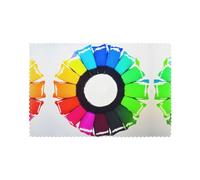 Colored Crayon Circles 6-Piece Printed placemat Set, Table mat, Suitable for Table Decoration in Hotels, Homes and banquets