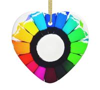 Colored Crayon Circles A 2.9-inch Ceramic Christmas Ornament with a Printed Heart is Perfect for windowsills fireplaces and Living Rooms