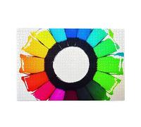 Colored Crayon Circles Puzzle 1000 Piece Adult Jigsaw Puzzle, Puzzle, Games, Home Decor (29.5" X 19.7")