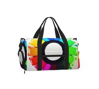 Colored Crayon Circles Sports Duffel Bag with Shoe Compartment-Lightweight Gym Weekender for Men Women, Waterproof Travel Tote with Wet Pocket