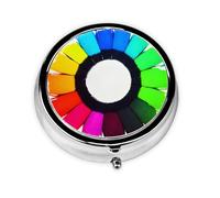 Colored Crayon Circles3 Compartment Pillbox, A Portable Medicine Box That Holds Vitamins, &Medications, Fish Oil and Supplements.