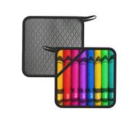 Colored Crayons 2PCS Square Silicone Anti-scalding mat - 7.1 inches, Suitable for Frying Pans, ovens, Grills, Tea Sets