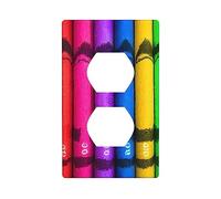 Colored Crayons Light Switch Cover,Outlet Cover,Duplex Outlet Decorative Wall Plate,Decorative Wall Plate,Standard Size 4.5x2.76 Inch
