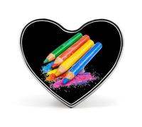 Colored Crayons Printed Heart Badge Brooch Pins Funny Lapel Tie Pin Button Decoration for Men Women, Love form, style